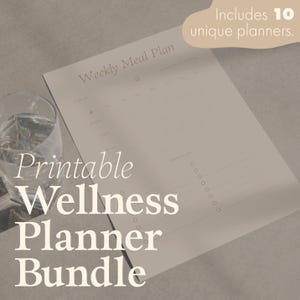 Printable Wellness Planner Bundle | Minimal Daily Weekly Monthly Planner | A4 PDF