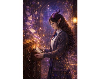 Dark Academia Wall Art, Magical Librarian Poster, Gothic Library Decor, Book Lover Gift