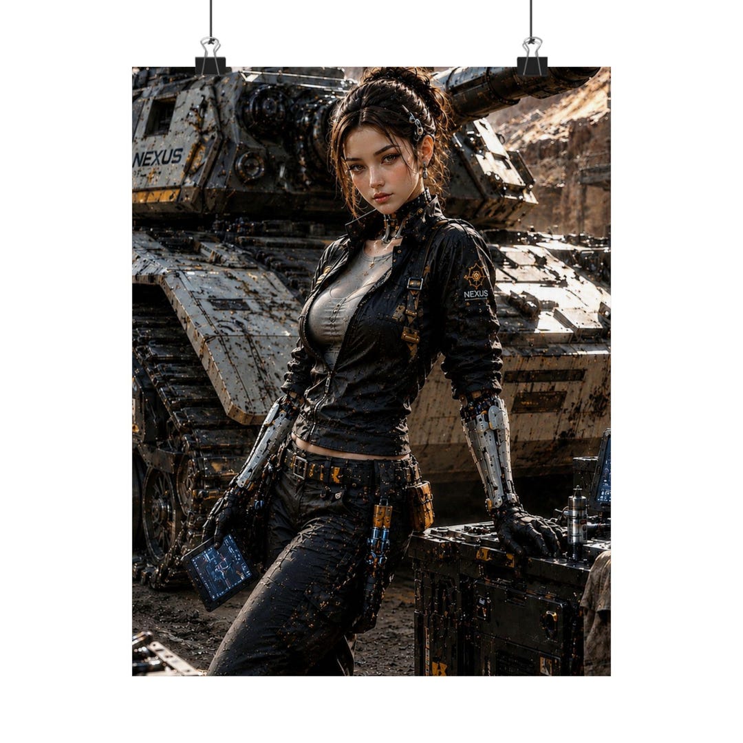 Cyberpunk Android Mechanic Poster, Futuristic Tank Sci Fi Wall Art ...