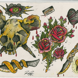 Traditional tattoo flash. Set 1. Sheet 3.