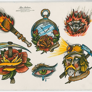 Traditional tattoo flash set two. Sheet two.