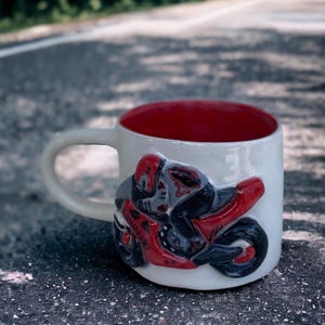 Mug en céramique fait main pour motards, 350 ml, tasse à café pour motards, mug à thé pour motards, cadeau en céramique artisanale pour les passionnés de moto