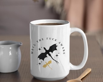 Taza de dragón, regalo para amantes de los libros de fantasía, taza "Bueno, la mierda consciente", libros de fantasía, merchandising de Booktok, taza para amantes de los libros, regalo para amantes de los libros oscuros