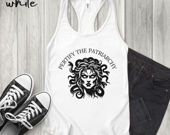 Women's Racerback Tank "Petrify the Patriarchy", feminist tee-shirt, sisterly gift