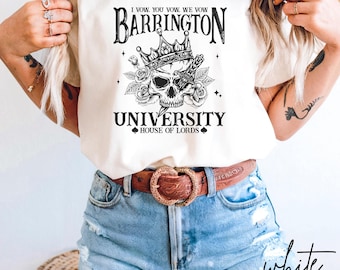 Barrington University skull crest T-shirt, The Lords series tee shirt, dark romance gift for book lovers, BookTok, I vow you. vow. we vow.