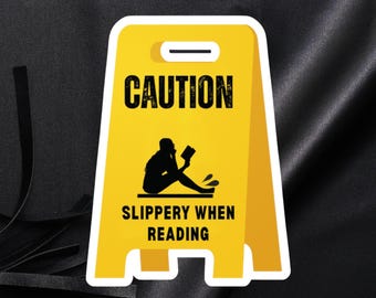 Pegatina "Precaución al leer", vinilo troquelado, pegatina para amantes de los libros, regalo feminista para amantes de los libros, pegatina para amantes de la obscenidad