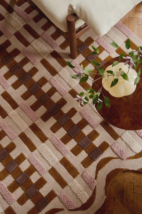 Hand Tufted Wool Scalloped Rug, Living Room Rug, Dining Room Rug, Bedroom Rug, Nursery Rug,Home Decor 6x9 8x10 9x12 12x15 Rug
