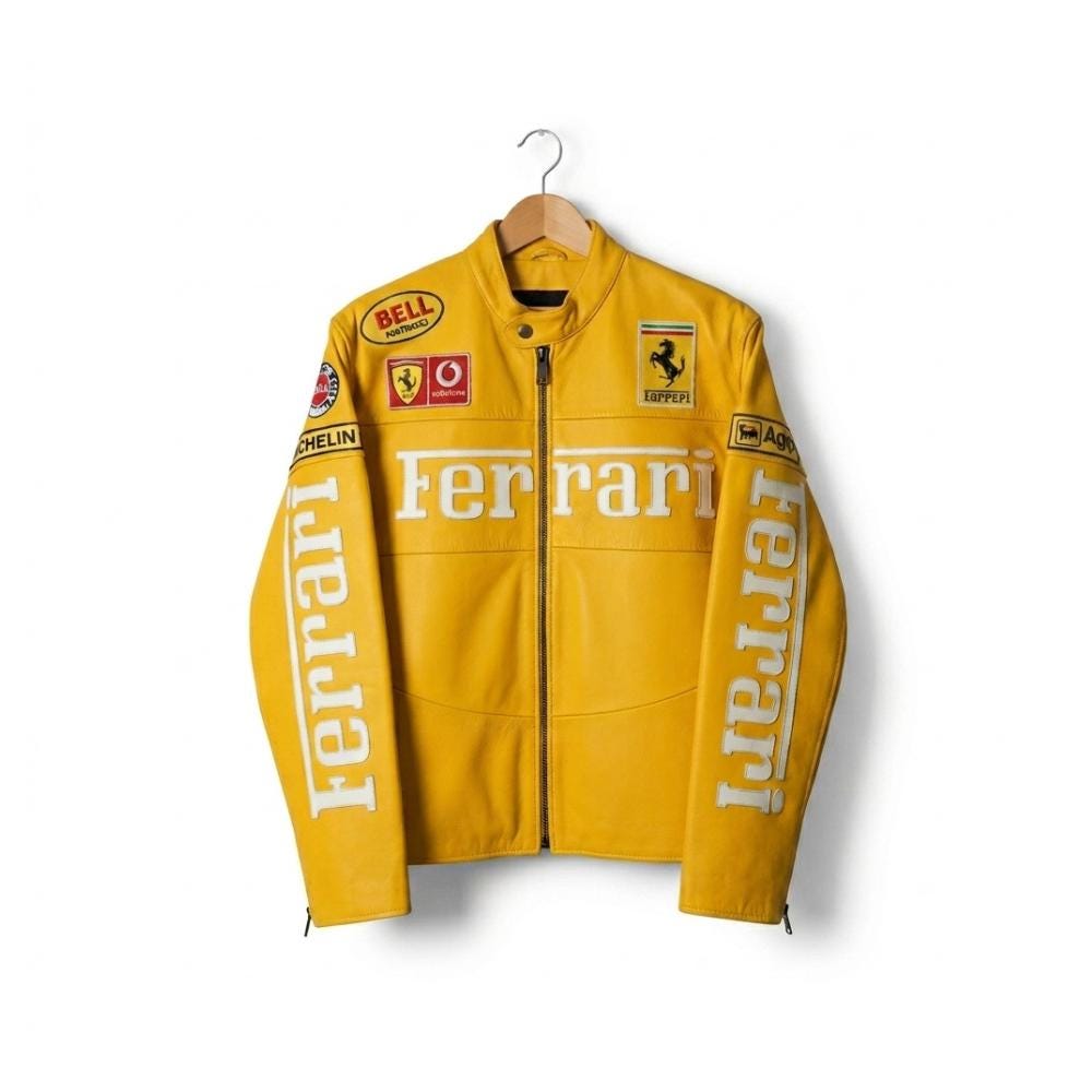 Yellow ferrari racing leather jacket - Etsy 日本