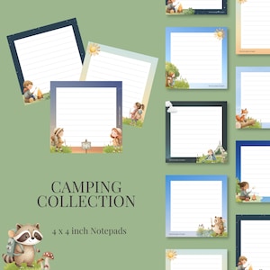 Camping Notepad, 4x4 Pocket Notepad, Cute Camper Stationery, Mini Tear Away Memo Pad, Camp Checklist, Hiking Gift, Nature Lover Gift