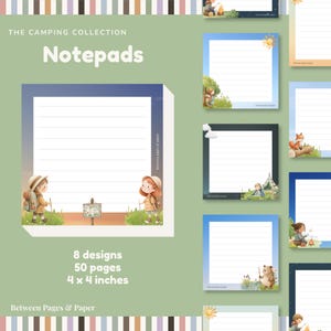 Bloc de notas para acampar, bloc de notas de bolsillo 4x4, artículos de papelería adorables para campistas, mini bloc de notas desprendible, lista de verificación para acampar, regalo para excursionistas, regalo para amantes de la naturaleza