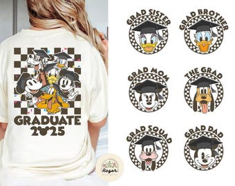 2-sided Mickey & Friends Disneyland Graduate Shirt, Disneyland Grad Family Matching shirts, Disneyland Family Squad Graduation