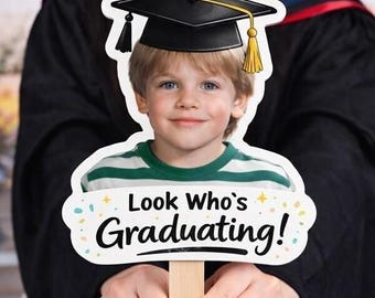 Look Who Graduated Wooden Hand Fan,Custom Vintage Childhood Photo Graduation Gift, Custom Graduation Hand Fan, Class Of 2026 Funny Face Prop