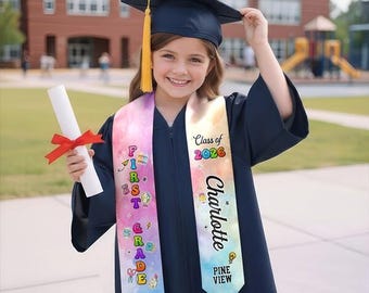 Custom Name Class Of 2026 Graduation Stole For Toddler, Personalized Boy Girl Pre-K Graduation Sash, Preschool Graduation Stole With Name