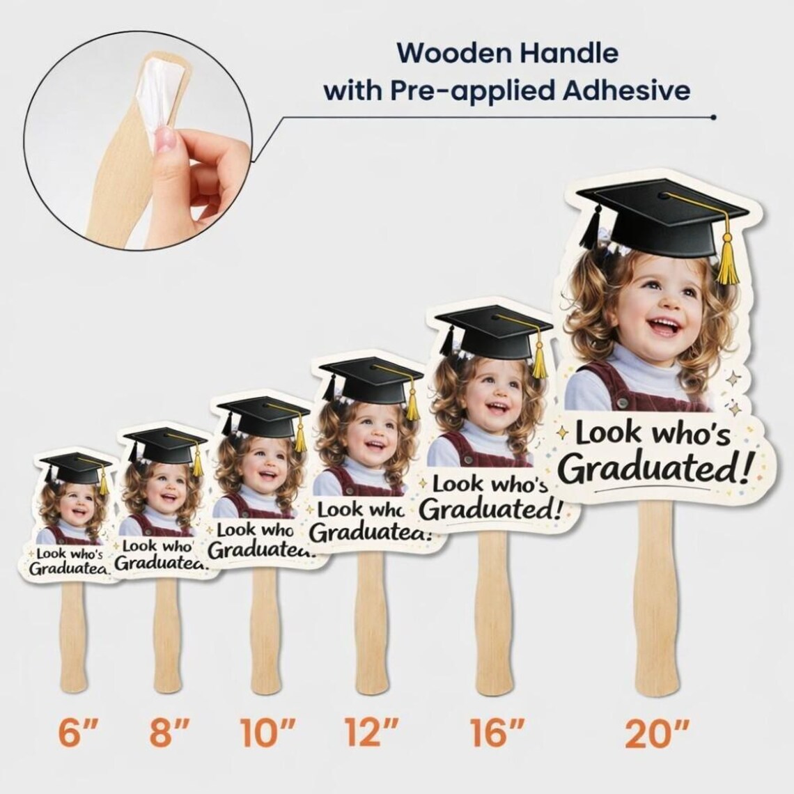Custom Photo Graduation Fan Hand Sign Gift, Class of 2026 Senior Prop ...