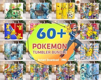 60+Pokeball Cartoon Characters 20 oz Skinny Tumbler Png, Monster Cartoon 20oz Tumbler Png, Anime Characters Straight and Taper Tumbler Wrap
