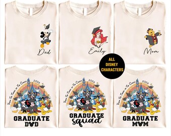 Disneyland Graduate Squad Shirt, Class Of 2026 Sweater, Family Matching Tees, Senior Class Sweatshirt, Disneyland Characters Grad 2026 Tee