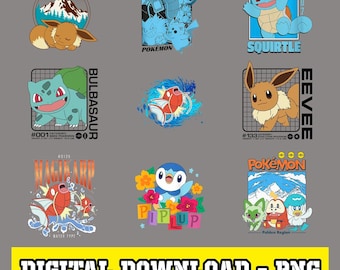 Poke Character PNG Clipart Bundle, Poke Monster Png, Cartoon File, Game Digital Download Designs, Sublimation Art, Transparent