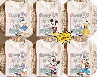 Custom Retro Disneyland Trip 2026 Family Shirts, Personalized Family Vacation 2026 Tee, Disneyland Castle Trip, Familly Matching Shirt