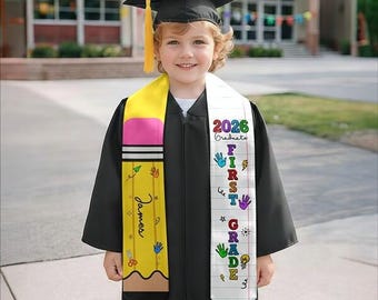 Personalized Pencil Boy Girl Pre-K Grad Sash, Custom Class Of 2026 Kindergarten Stole, Pencil Graduation Stole, Custom Name Grad Stole Gifts