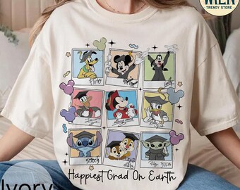 Retro Happiest Grad On Earth Shirt, Mickey and Friends Disneyland Graduation Shirt, Disneyland Grad Trip Shirt, Grad Squad Tee Class of 2026