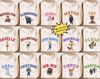 Retro Zootopia 1 & 2 Shirt, Matching Couple Disneyland Shirts, Disneyland Group Shirts, Judy Hopps x Nick Wilde shirt, Rabbit Fox Shirt