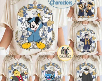 Customize Graduate Mickey & Friends Coquette Bow Shirt, Disneylandland Senior Trip, Graduation 2026 Shirt, From the Tassel To The Castle Tee