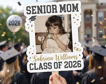 Senior Mom Graduated Fan, Personalized Vintage Childhood Picture Hand Fan, Custom Graduated Photo Fan, Congrats Grad Hand Fans Class Of 2026
