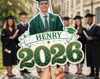 Personalized Graduation Fan, Personalized Class of 2026 Graduation Celebration Photo Fan,Graduated Photo Fan, Congrats Grad Hand Fans