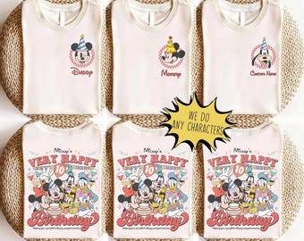 Custom 2-Side Very Happy Birthday Disneyland shirt, Personalization Disneyland Mickey & friends Birthday Girl Boy Shirt, Best Birthday shirt