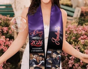 Personalized Face Class of 2026 Sash, Custom Photo American 250 Senior Graduation Stole, Custom Photo Graduation Stole, Gift for Graduates