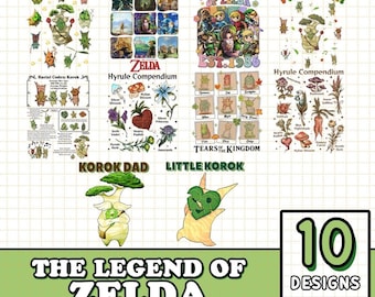 The Legend of Zelda 10 Designs Bundle Png | Korok Png | Tear Of The Kingdom Png | Breath of the Wild Png Digital Download