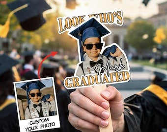 Look Who's Graduated Hand Fan, Custom Graduation Hand Fan, Custom Vintage Childhood Photo Graduation Fan, Class Of 2026 Funny Face Prop