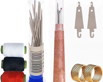 34 agujas de coser de ojo grande – Agujas de mano para ropa, acolchado y bordado, kit de hilo fácil