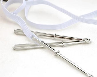 Juego de 2 pinzas para ropa de acero inoxidable – Herramienta para enhebrar bandas elásticas para costura, manualidades y punto de cruz.