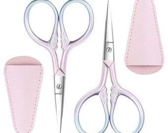Tijeras pequeñas multifuncionales de acero inoxidable, afiladas, para bordar, coser y depilar cejas. Tijeras de precisión para manualidades y belleza.