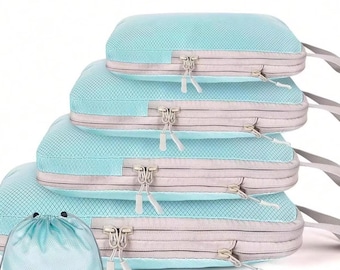 Compression Packing Cubes Set – Waterproof Nylon Travel Organizers for Suitcase
