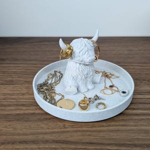 Schattig sieradenbakje Schotse hooglanders | Scottish Coo Ring Holder Organizer | Dierensieraad voor nachtkastje | Slaapkamerdecoratie | Cadeau voor haar afbeelding 5