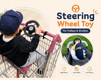 Pram Steering Wheel Toy | Pushchair, Stroller Accessory | Toddler Travel Fun Play
