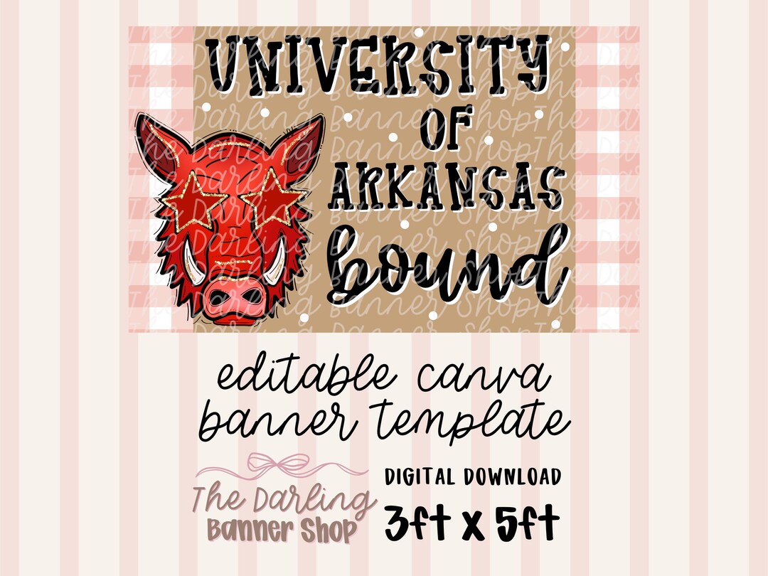 Vector Arkansas Razorback Graduation Arkansas Graduation Banner Mockup Template | College Send Off, Canva ...
