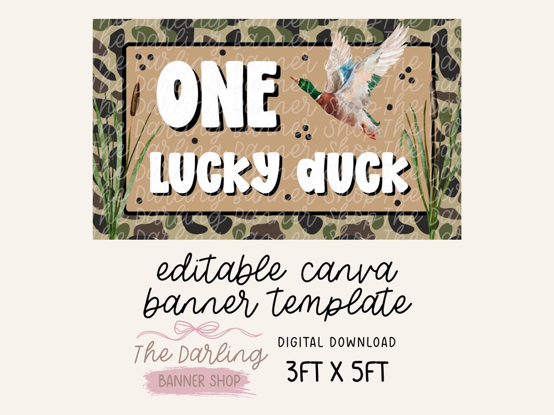 One Lucky Duck First Birthday Banner Template | Editable Canva Design ...