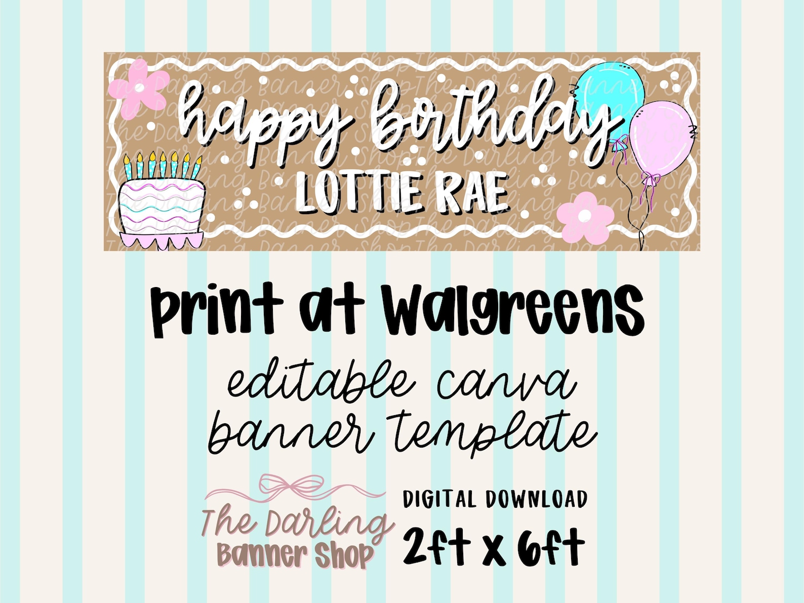 Happy Birthday Banner Template | Editable Canva Design (digital