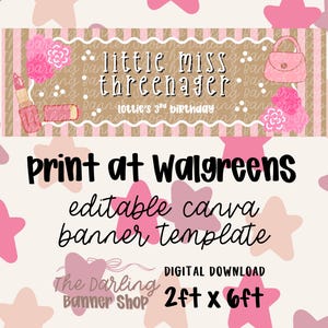 Threenager Birthday Banner Template | Editable Canva 2x6ft (Digital Download)