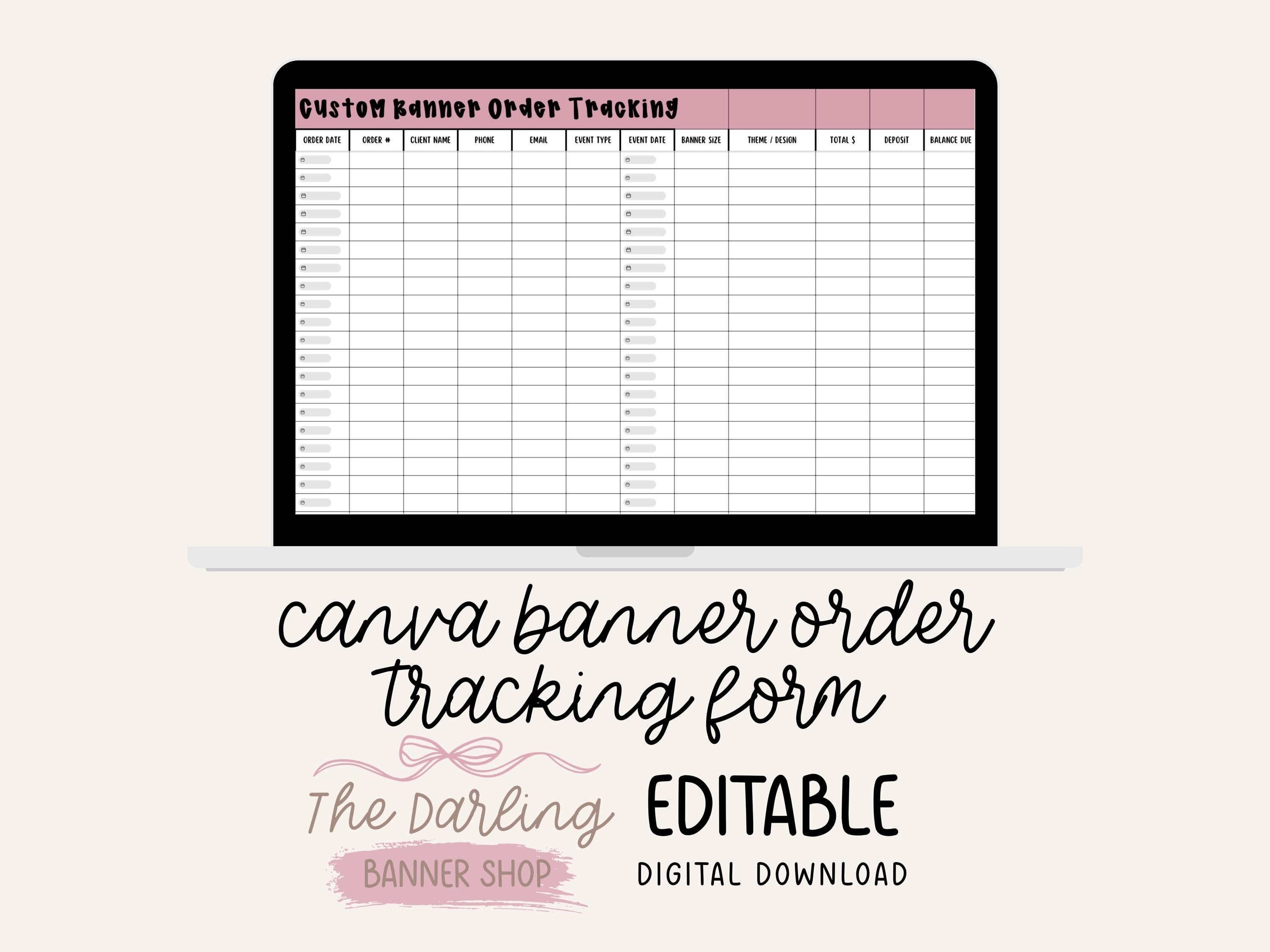 Custom Banner Order Tracker | Canva Spreadsheet (digital Download) - Etsy