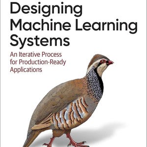 May include: Book cover titled "Designing Machine Learning Systems" by Chip Huyen. The cover features a detailed illustration of a bird with brown, tan, and white feathers. The O'Reilly logo is at the top.
