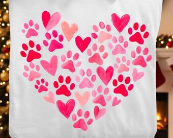 Dog Valentine PNG | Paw Heart Design | Dog Mom & Cat Lover Valentine | Sublimation Digital Download