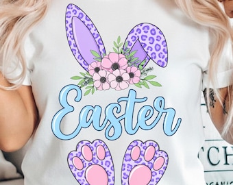 Happy Easter PNG | Easter Bunny Design | Preppy Brushstroke Coquette Bow | Easter Sublimation PNG | Digital Download