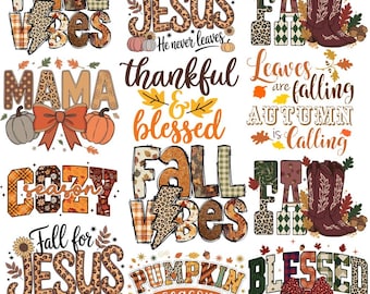 Fall PNG Bundle | Retro Autumn PNG | Cozy Season, Pumpkin & Ghost Designs | Thanksgiving Sublimation | Digital Download