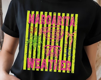 Summer Weather PNG | Margarita Preppy Aesthetic Design | Retro Brushstroke Shirt Graphic | Digital Download Sublimation