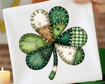 Patchwork St. Patrick’s Day Shamrock | Lucky Clover Design | Trendy St Pattys Day Graphic | Digital Download