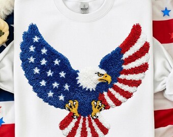 Faux Yarn Eagle Png | Patriotic Embroidery Design | America 250 Anniversary | 1776–2026 Eagle Art | 4th of July Sublimation